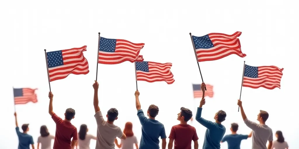 a group of people holding american flags in their hands and waving the colors of the american flag o