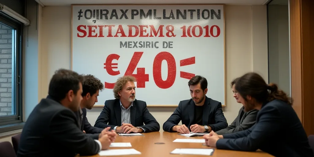 a group of people sitting at a table with a sign behind them that says foros para la impplementation