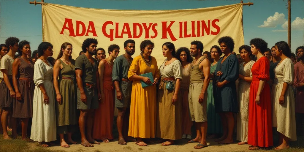a group of people standing in front of a sign with a banner behind them that reads, oro de oros,, Ad
