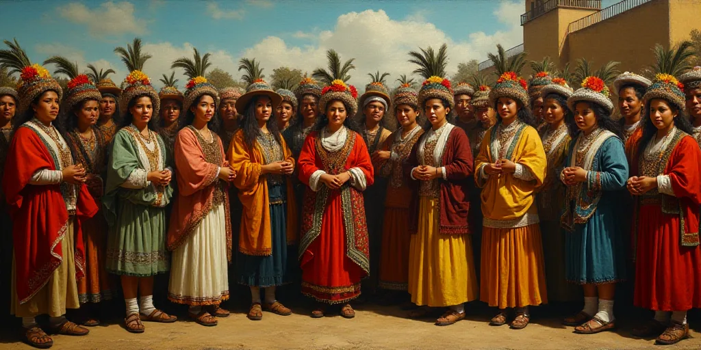 a group of people standing next to each other in front of a crowd of people wearing colorful clothin