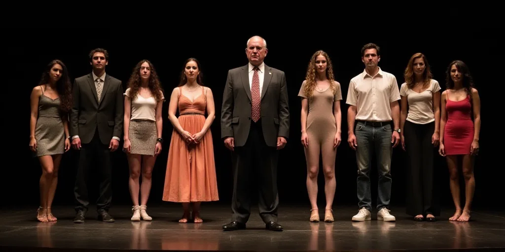 a group of people standing next to each other on a stage with a man in a suit and tie, Araceli Gilbe