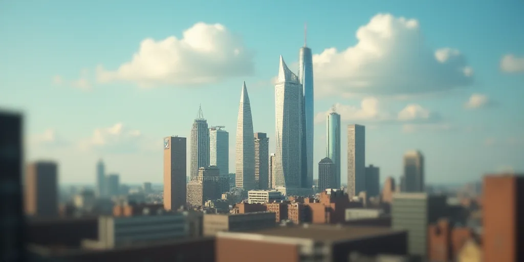 a group of tall buildings with a sky background and a few clouds in the sky above them, with a few b