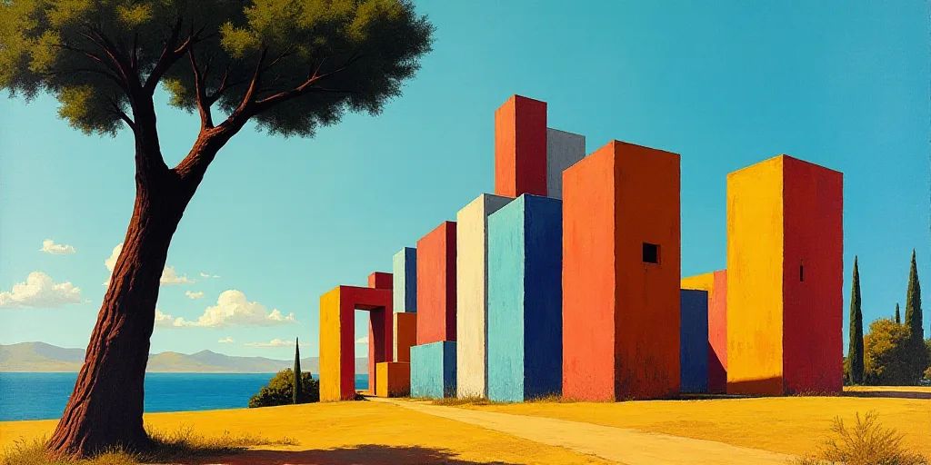 a group of tall buildings with a sky background and a tree in the foreground with a blue sky, David