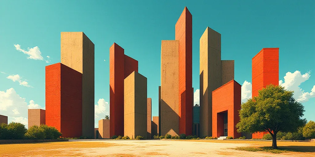 a group of tall buildings with a sky background and a tree in the foreground with a blue sky, David