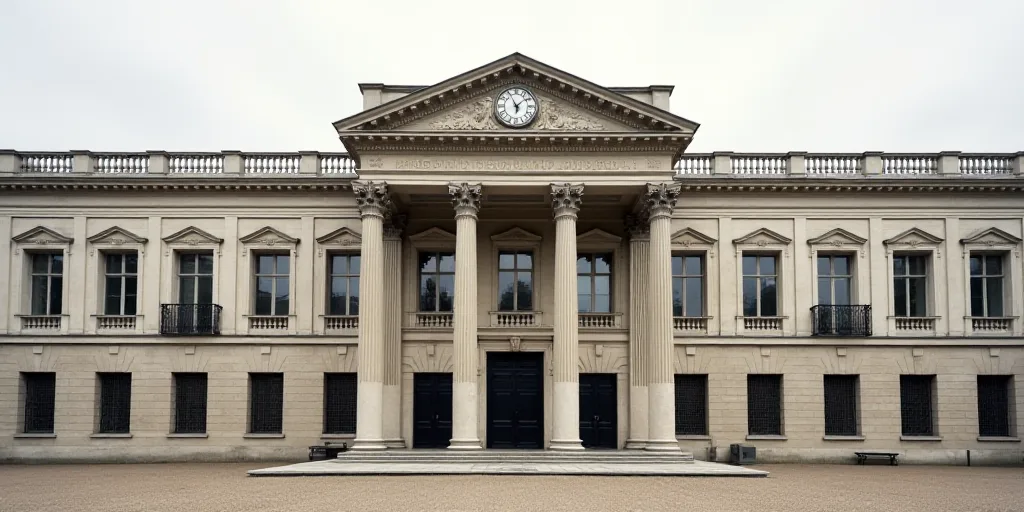 a large building with a clock on the front of it's face and windows on the side of it, Enguerrand Qu