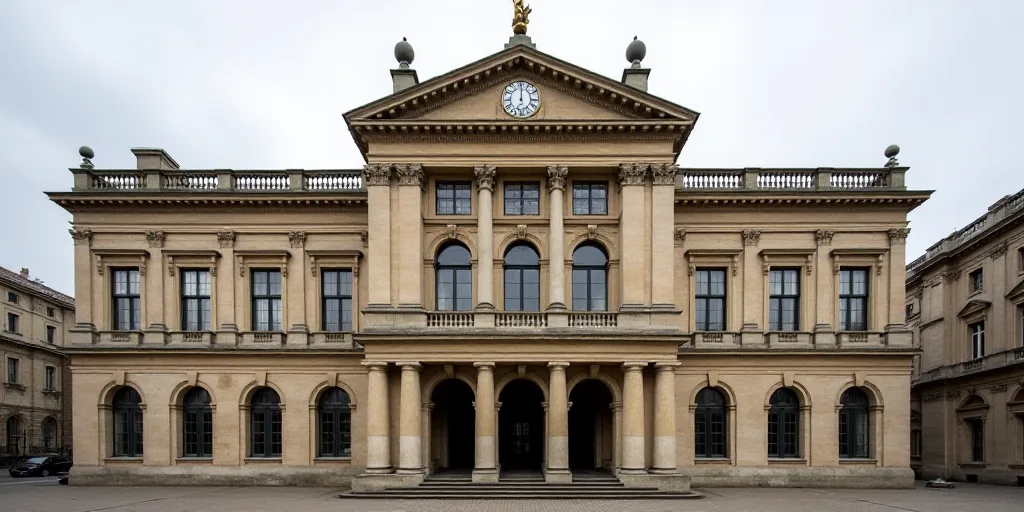 a large building with a clock on the front of it's face and windows on the side of it, Enguerrand Qu