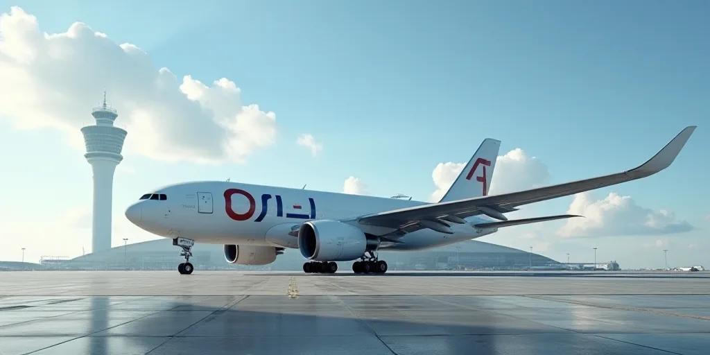 a large jetliner sitting on top of an airport tarmac next to a building with a boeing logo, Ei-Q, tu