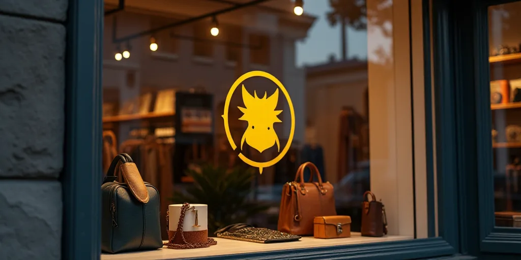 a logo for a company that sells accessories and accessories for sale in the store's storefront windo