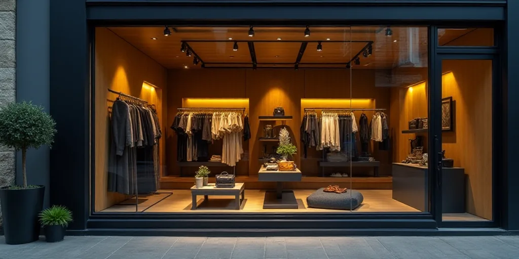 a logo for a company that sells accessories and accessories for sale in the store's storefront windo