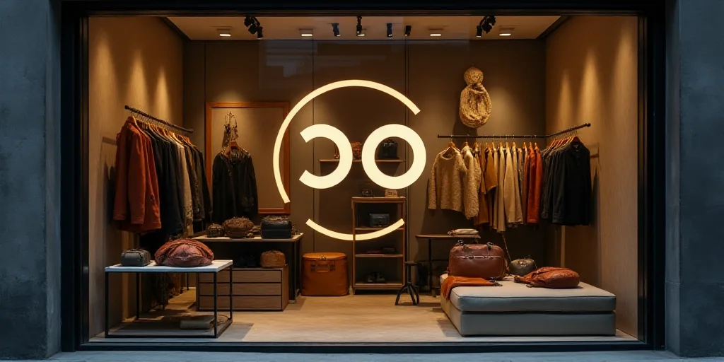 a logo for a company that sells accessories and accessories for sale in the store's storefront windo