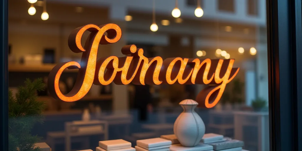 a logo for a company that sells accessories and accessories for sale in the store's storefront windo