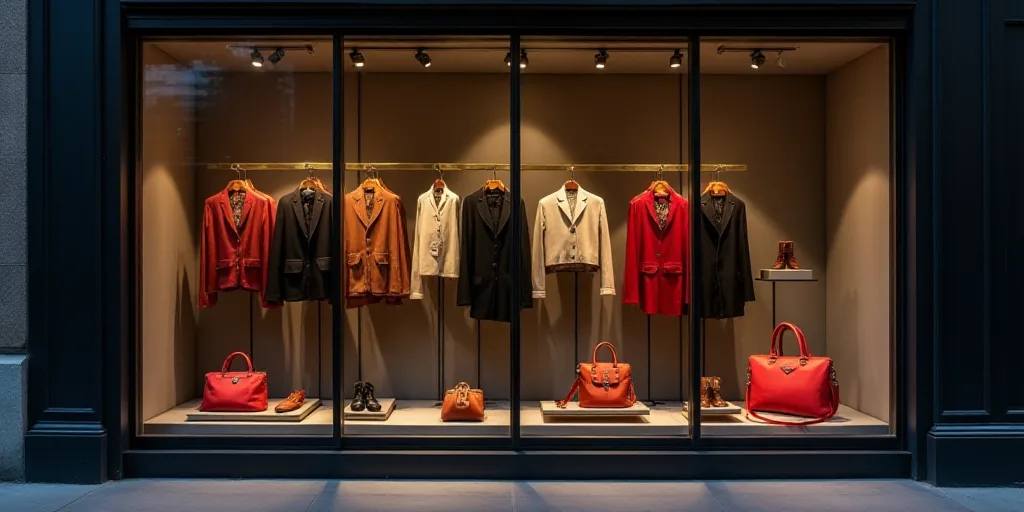 a logo for a company that sells accessories and accessories for sale in the store's storefront windo