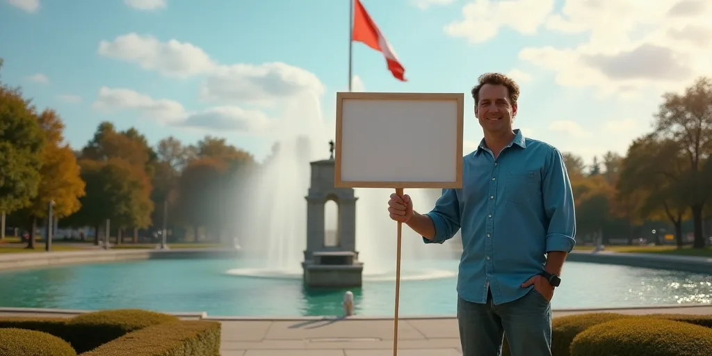 a man holding a sign in front of a monument with a flag and a flagpole in the background, Cherryl Fo