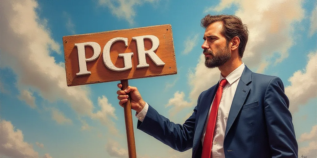 a man holding a sign that says pgr 4 on it and a picture of a man in a suit, Federico Uribe, ignacio