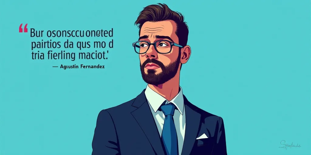 a man in a suit and glasses with a blue background and a quote from the author, fausto prettiin mund