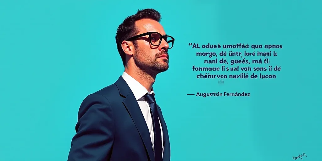 a man in a suit and glasses with a blue background and a quote from the author, fausto prettiin mund
