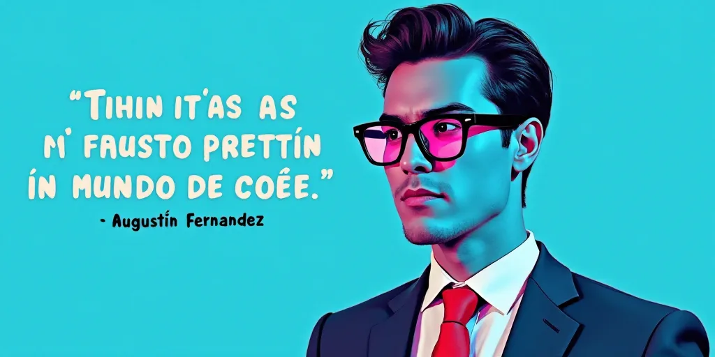a man in a suit and glasses with a blue background and a quote from the author, fausto prettiin mund