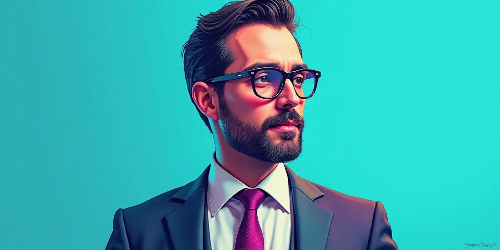 a man in a suit and glasses with a blue background and a quote from the author, fausto prettiin mund