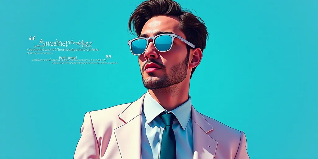 a man in a suit and glasses with a blue background and a quote from the author, fausto prettiin mund