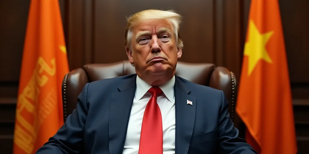 a man in a suit and tie making a face while sitting in a chair in front of a flag, Donald Roller Wil
