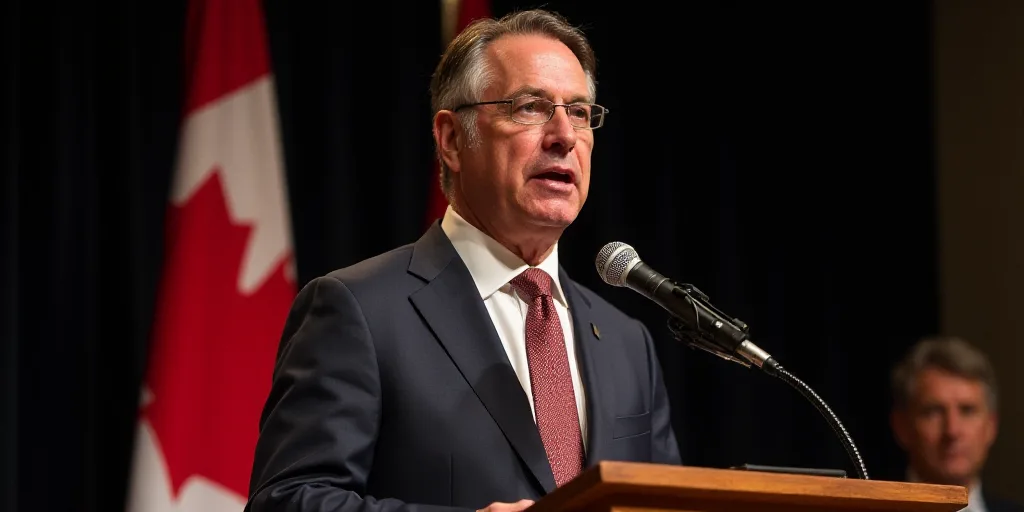 a man in a suit and tie speaking into a microphone at a podium with a microphone in front of him, Ca