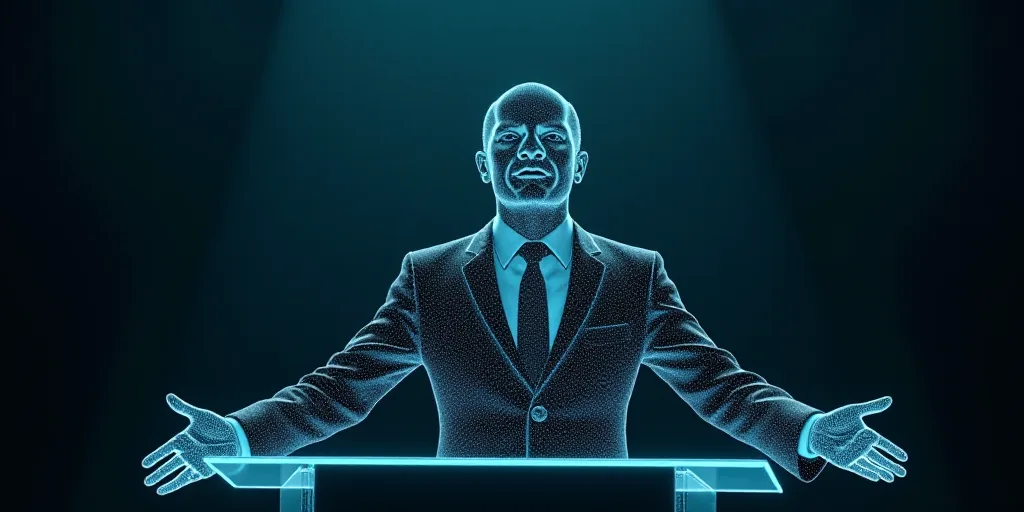 a man in a suit and tie speaking at a podium with his hands out to the side of the podium, Arturo Ri