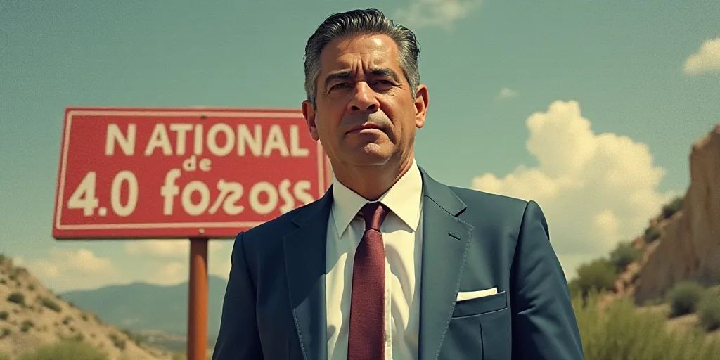 a man in a suit and tie standing in front of a sign that reads national de 40 horas, Federico Uribe,