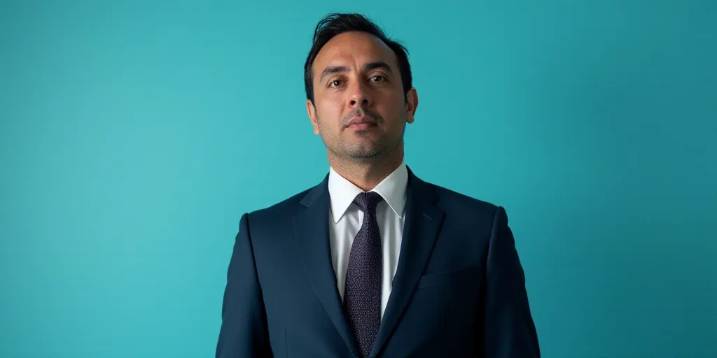a man in a suit and tie standing in front of a blue background with a caption that reads el paso ros