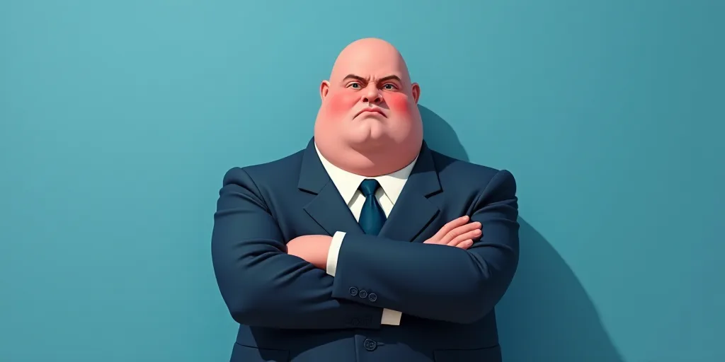 a man in a suit and tie with his arms crossed and his arms crossed, with a blue background, Fernando