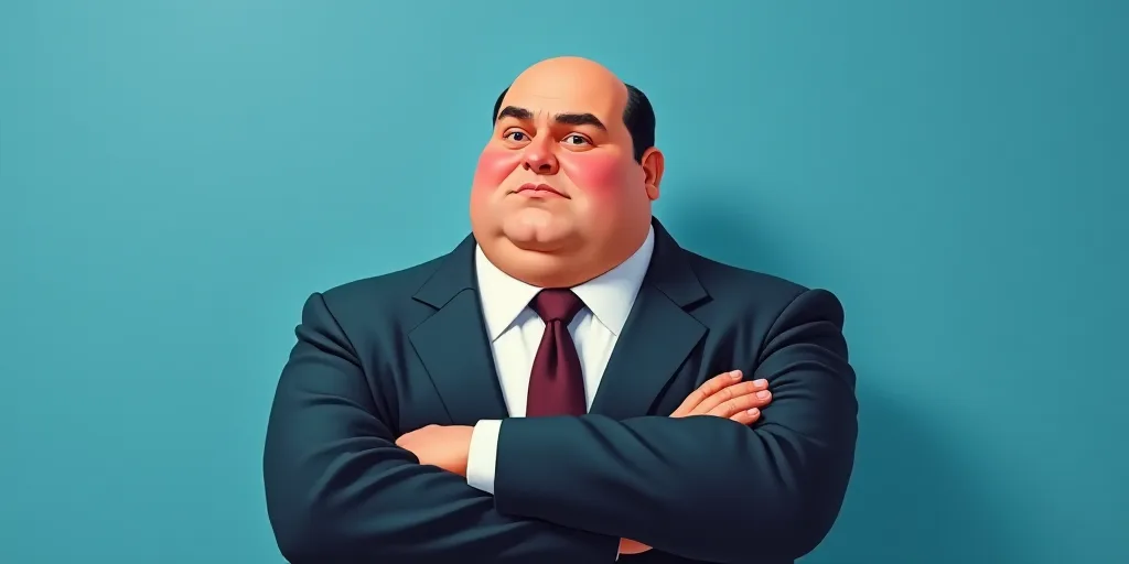 a man in a suit and tie with his arms crossed and his arms crossed, with a blue background, Fernando