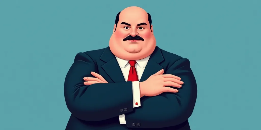 a man in a suit and tie with his arms crossed and his arms crossed, with a blue background, Fernando