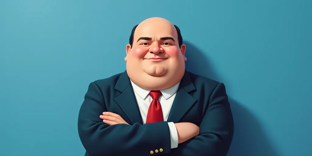 a man in a suit and tie with his arms crossed and his arms crossed, with a blue background, Fernando