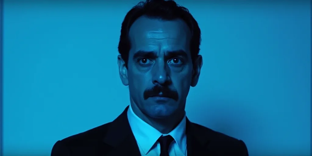 a man in a tie is on a blue background with a black and white photo of him and the caption reads, ro
