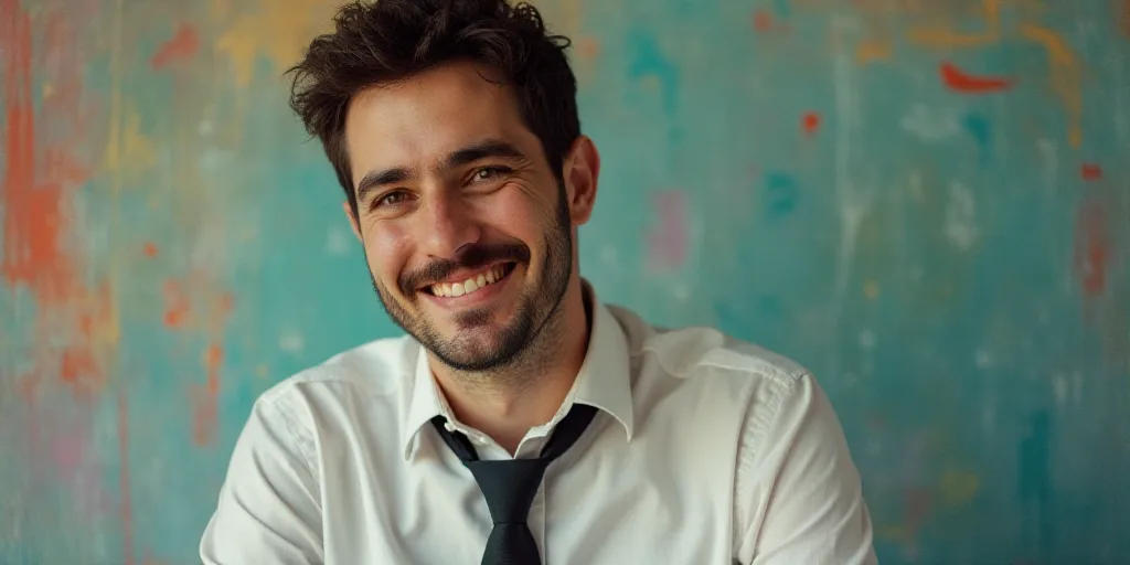 a man in a tie is smiling for the camera with a caption in spanish above him that reads, enrique cam