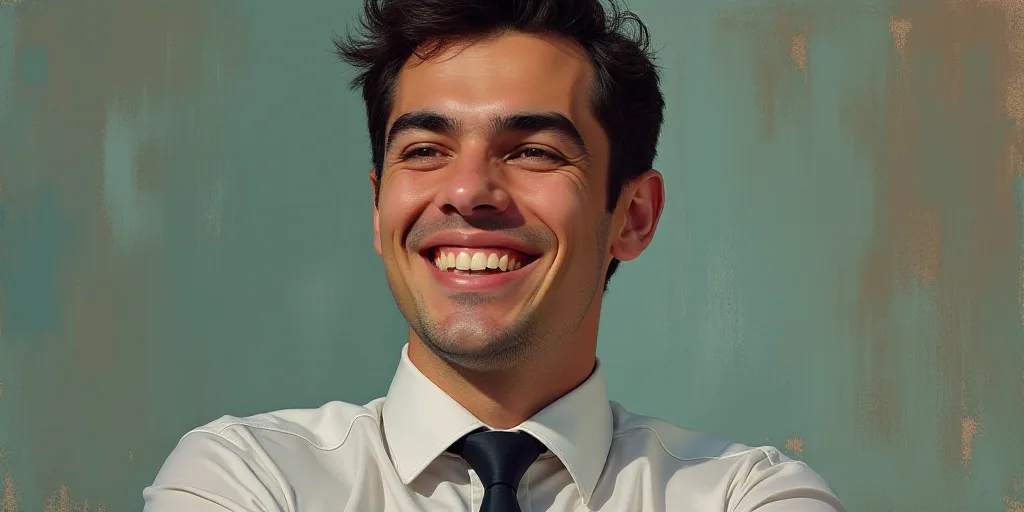 a man in a tie is smiling for the camera with a caption in spanish above him that reads, enrique cam