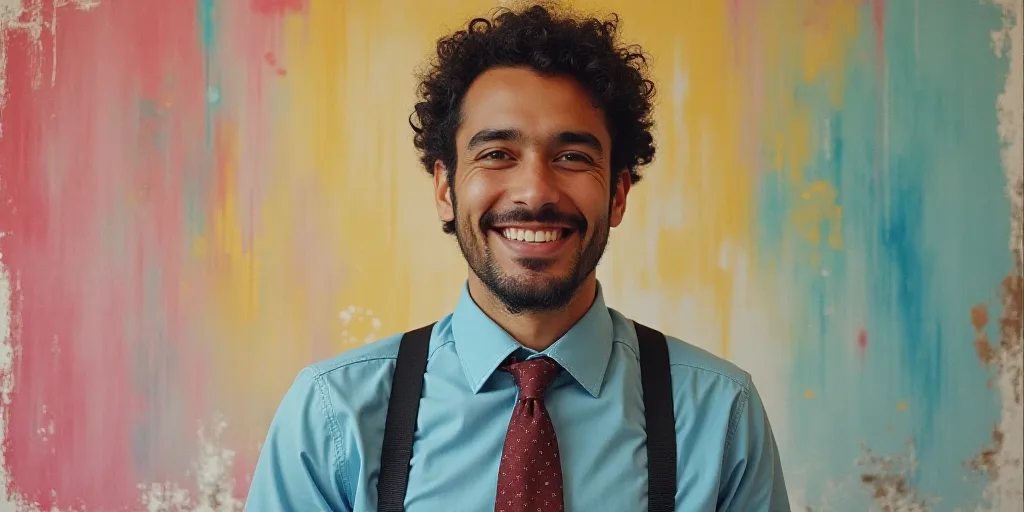 a man in a tie is smiling for the camera with a caption in spanish above him that reads, enrique cam