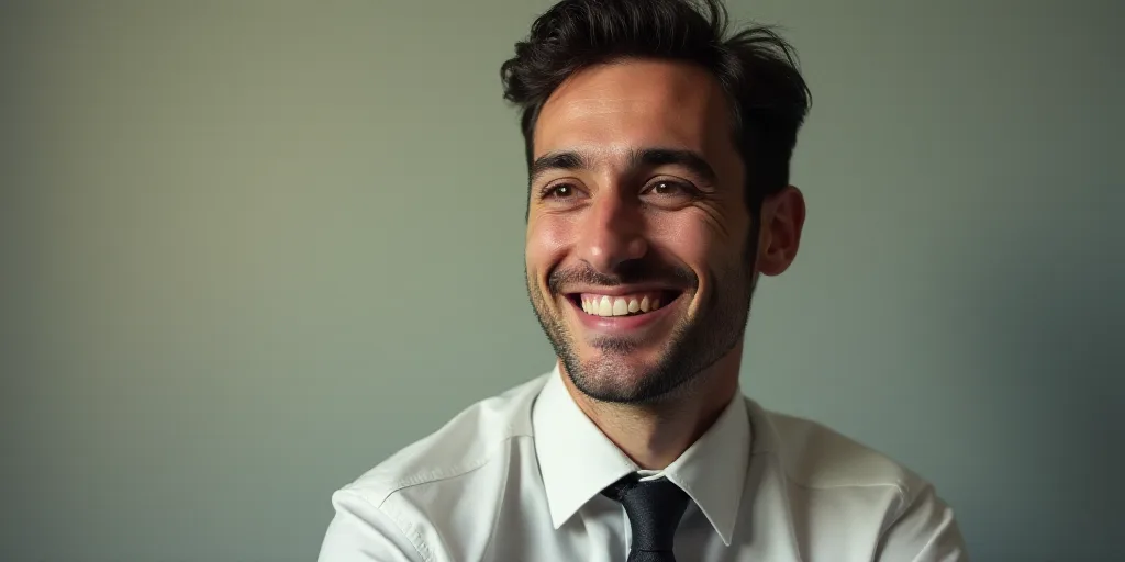 a man in a tie is smiling for the camera with a caption in spanish above him that reads, enrique cam