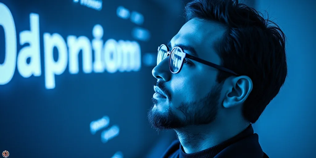 a man with glasses and a blue background with the words opinion on it, and a black and white photo o