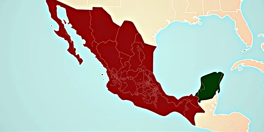 a map of mexico with the country's borders highlighted in red and green, and the country's borders h