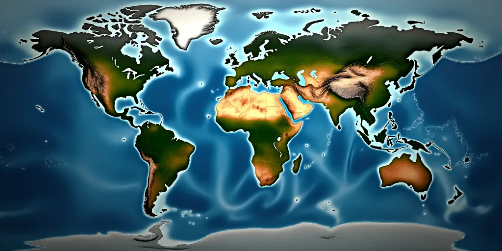 a map of the earth showing the different areas of the earth and the different areas of the land in w