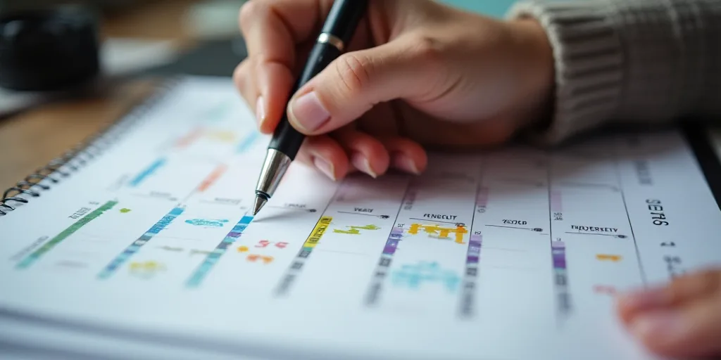 a person is writing on a calendar with a pen and a pen in their hand, with a pen in their hand, Edi