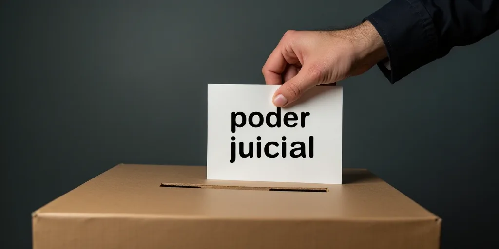 a person putting a paper in a box with a sign on it that says poder judicial, Didier Mouron, photo r