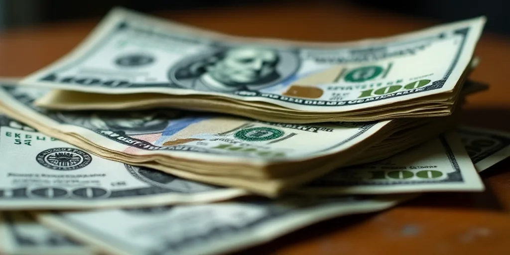 a pile of money sitting on top of a pile of bills on top of each other on a table, Aquirax Uno, macr