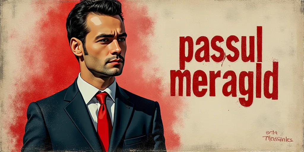 a poster with a picture of a man in a suit and tie on it, and the words,'passul hemadze meragld, Arn