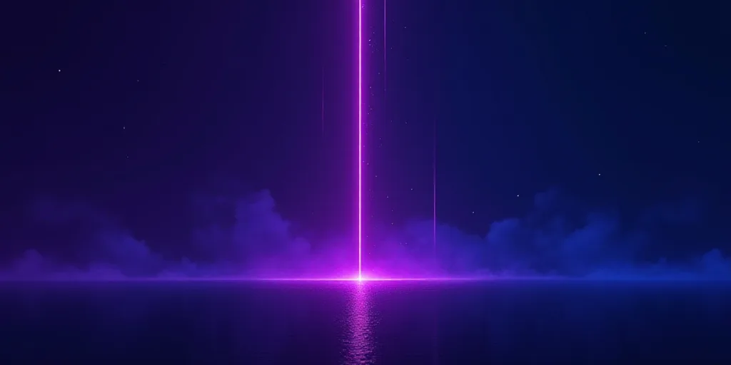 a purple poster with a black background and a blue background with a white line in the center of the