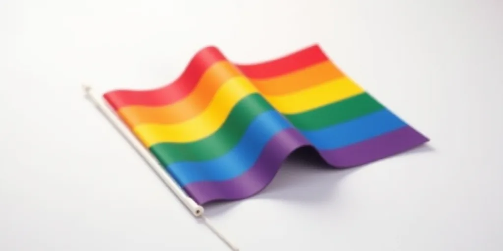 a rainbow flag is laying on a white surface with a white background and a white background with a ra