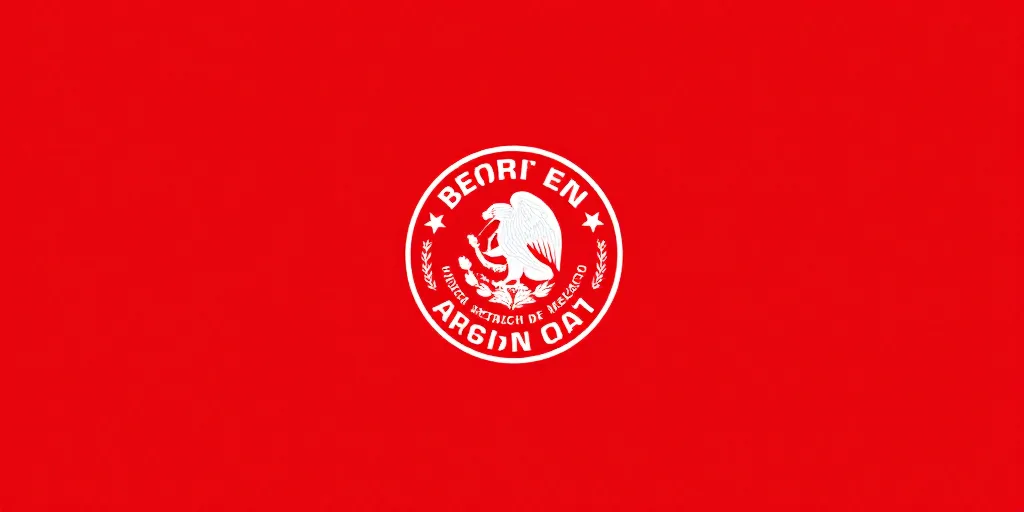 a red sign with a white eagle on it that says hecho en mexico on it and a red background, Aquirax Un