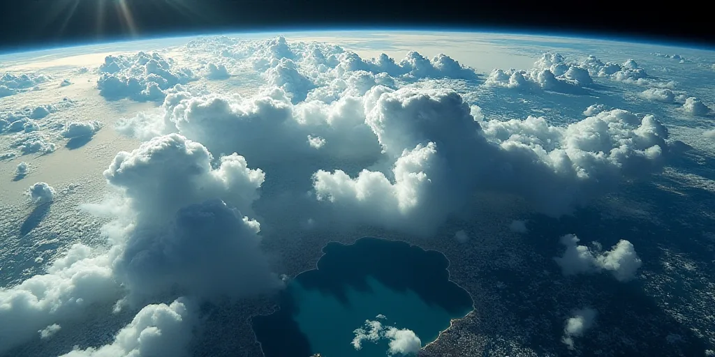 a satellite image of a satellite satellite image of a tropical region with a large amount of clouds