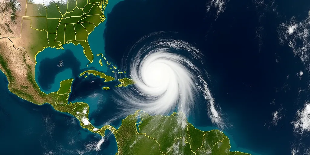 a satellite image of a tropical cyclone in the atlantic region of cuba, with a yellow circle indicat