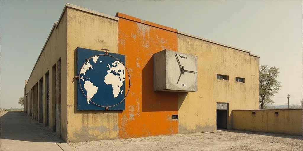 a sign on the side of a building that says the world bank on it's side and a clock on the wall, Albe